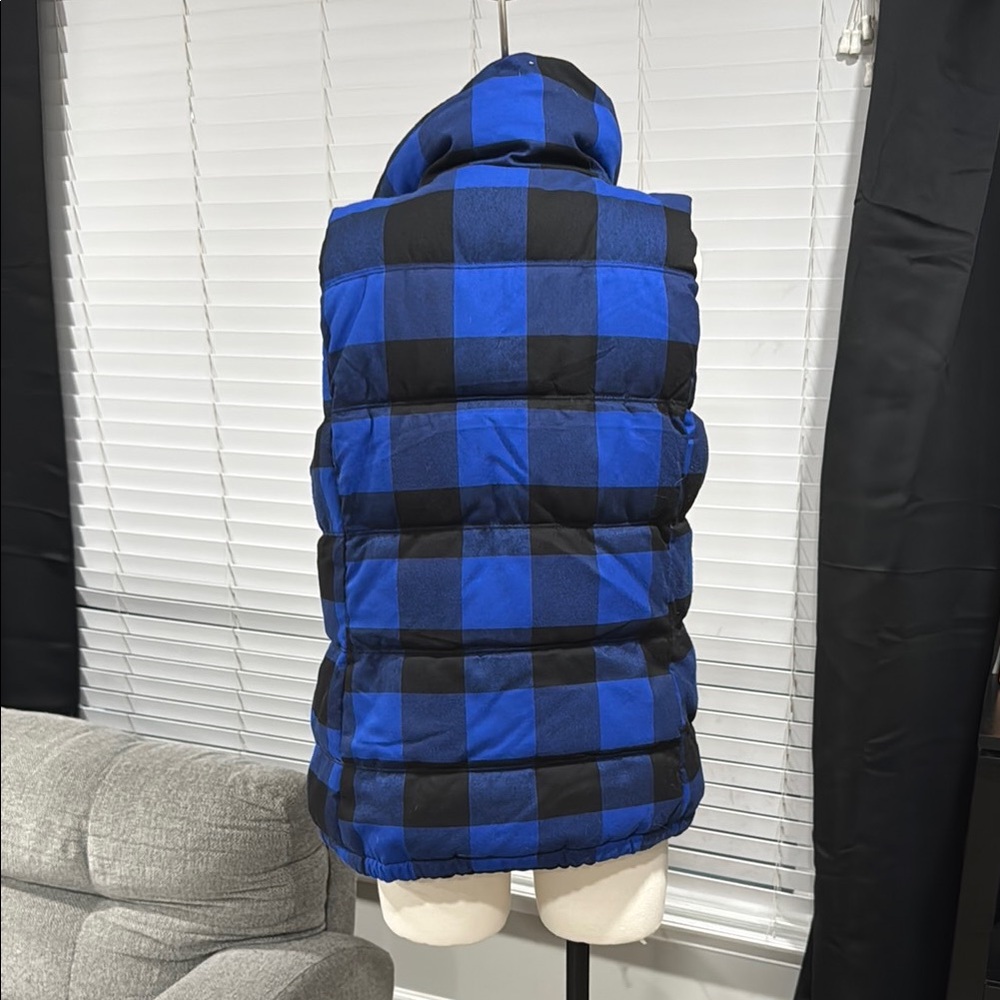 ON Checkered Puffer Vest Blue Black MEDIUM - Picture 3 of 13